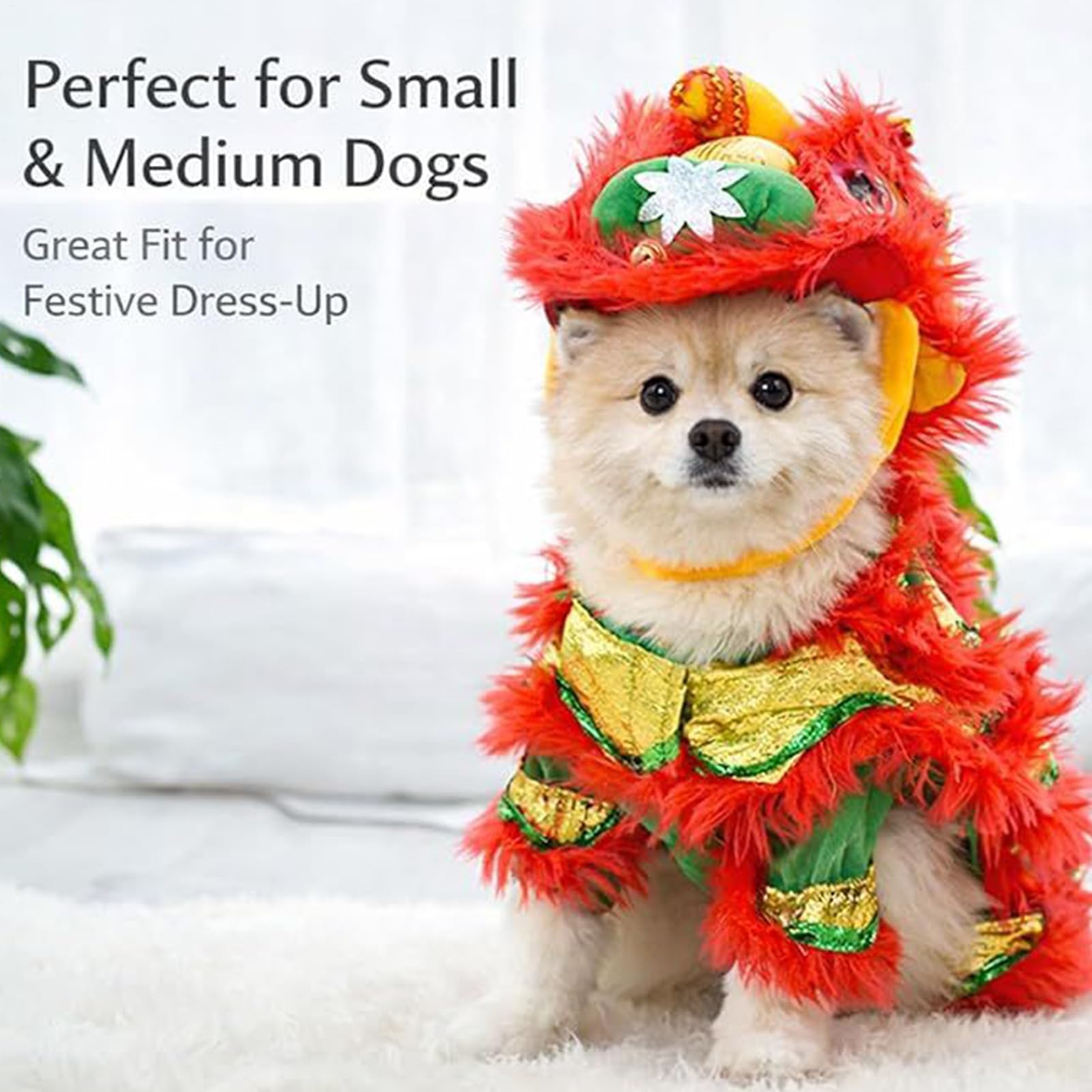 Chinesisches Neujahrs-Hundekostüm – Urlaubs-Welpen-Cosplay-Kleidung für Themenpartys, Feiern, Paraden, Familienfeiern, gesellschaftliche Veranstaltungen, Zuhause, Rasengarten
