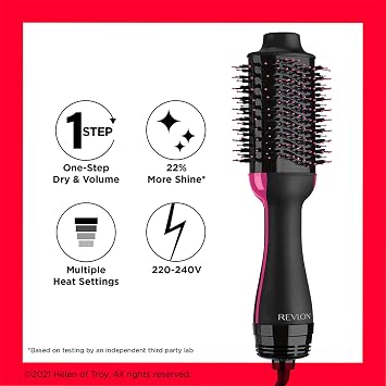 Revlon One-Step Hair Dryer and volumiser for mid to Long Hair (One-Step, 2-in-1 Styling Tool, Ionic and Ceramic Technology, Unique Oval Design) RVDR5222