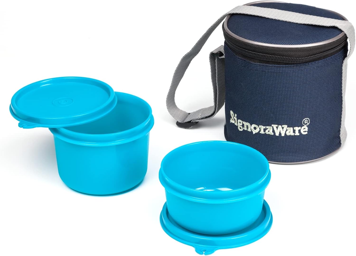 Signoraware Executive Small Lunch Box With Bag, 15Cm T Blue