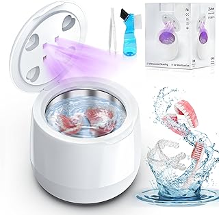 Ultrasonic Retainer Cleaner for Dentures, Dental Cleaning Pod for Retainers, 250ml Ultrasonic Denture Cleaner, Dental Cleaner Machine for all Dental Appliances