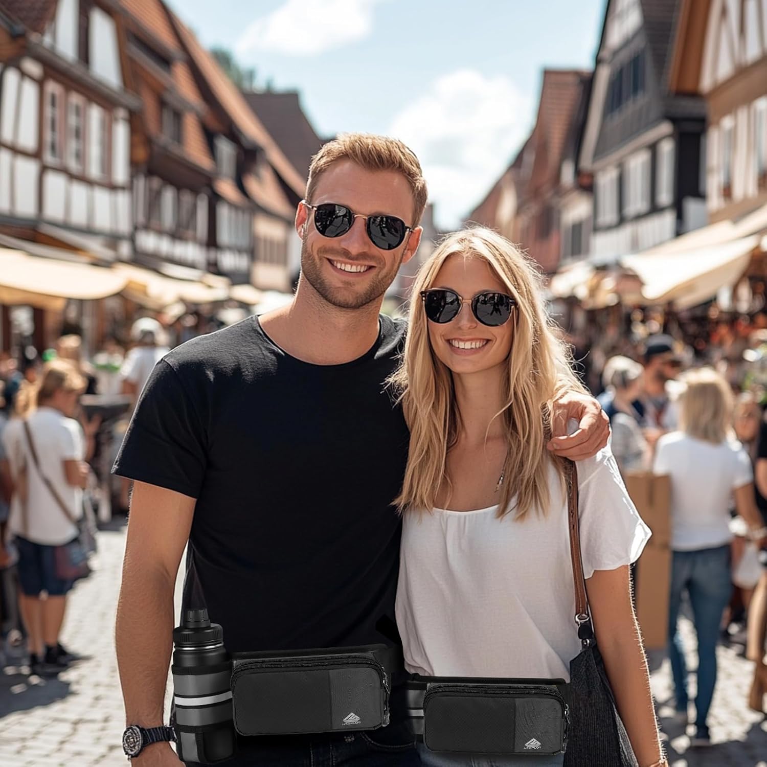 Fanny Pack for Women Men with Water Bottle Holder,Waist Bag for Hiking,Travel,Running,Dog Walking,Workout,Cycling (Black) - Image 6