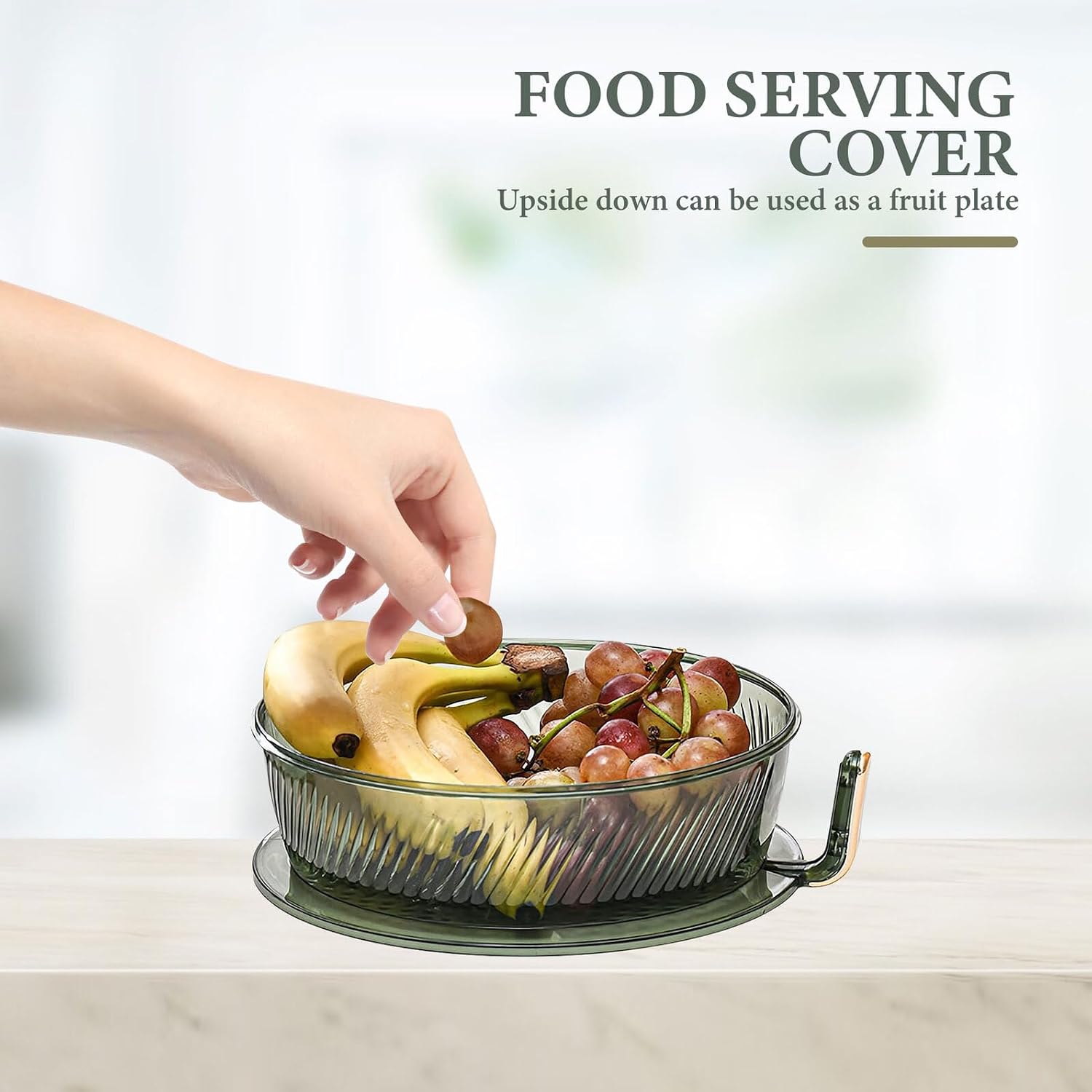 Double-layer Kitchen Food Cover Tent with Handle Green Food Protection Cover for Dining Table and Fruit Serving for Home and Outdoor Use