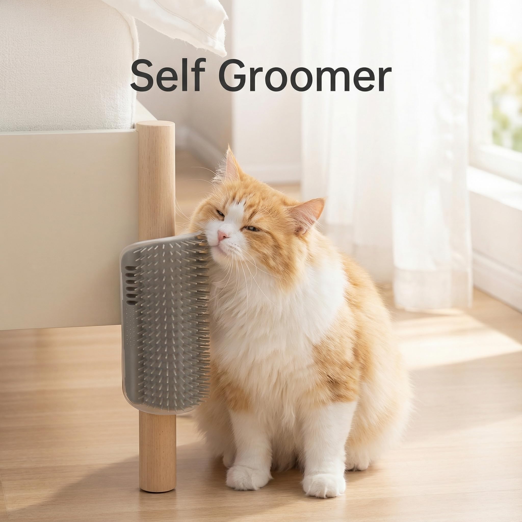 Cat Scratcher, Gray Soft Silicone Grooming Supplies Wall Mounted Corner Cat Scratcher Curls Face Rubbing Post Self Groomer for Indoor Massage and Shedding Hair Removal - image 4