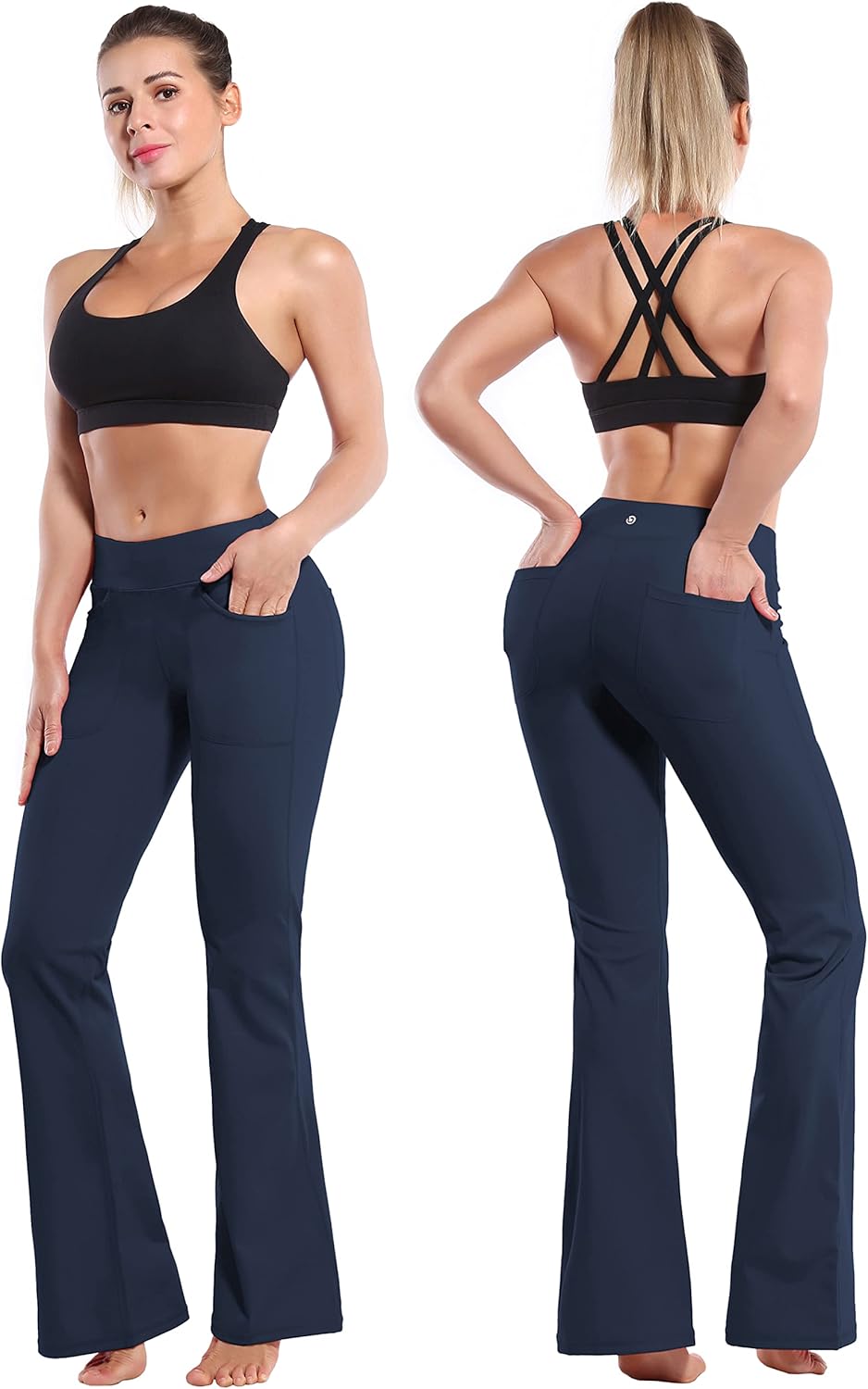 BUBBLELIME 29"/31"/33"/35"/37" Women High Waist Bootlegs Yoga Pants Tummy Control Bootcut Workout Flared Out Pockets - Image 2