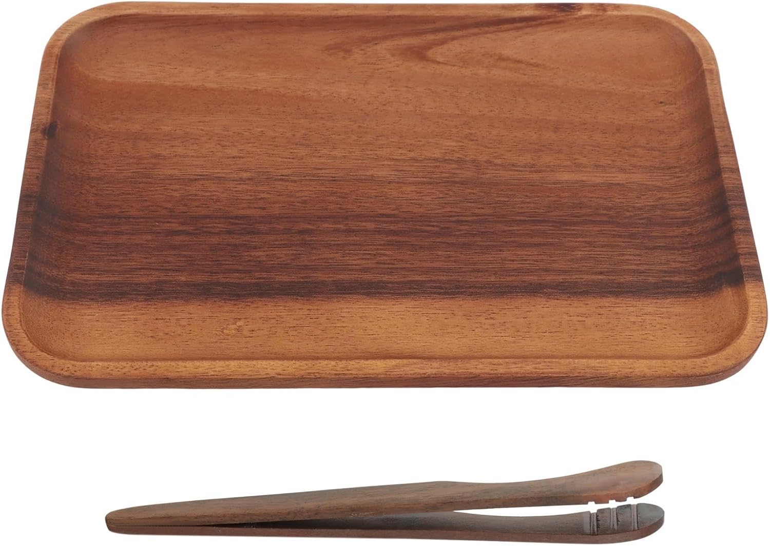 Wood Valet Tray with Tea Clip, Decorative Platter Serving Tray 11.8 x 7.87 inch Countertop Bedside Nightstand Catchall Organizer for Home Party Bar Tea Table Patio Lunch Dinner(Color:Brown)