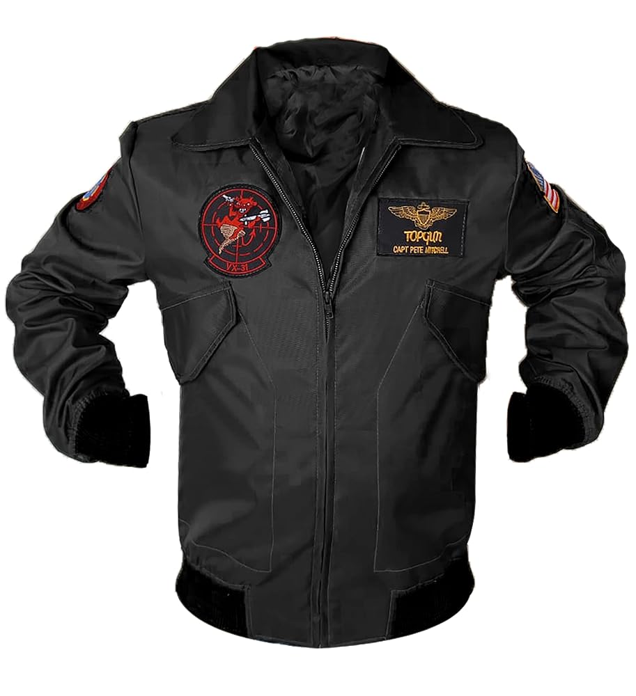 GEN1LEATHERS Men's Aviator Pilot Bomber Jacket with Patches