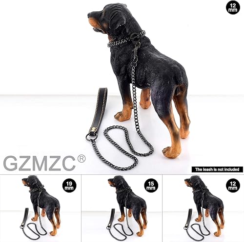 Miniatura 10 de Collar de cadena para perro, color negro, acero inoxidable pulido, eslabones cubanos fuertes, resistentes, a prueba de mordidas, collar de cadena