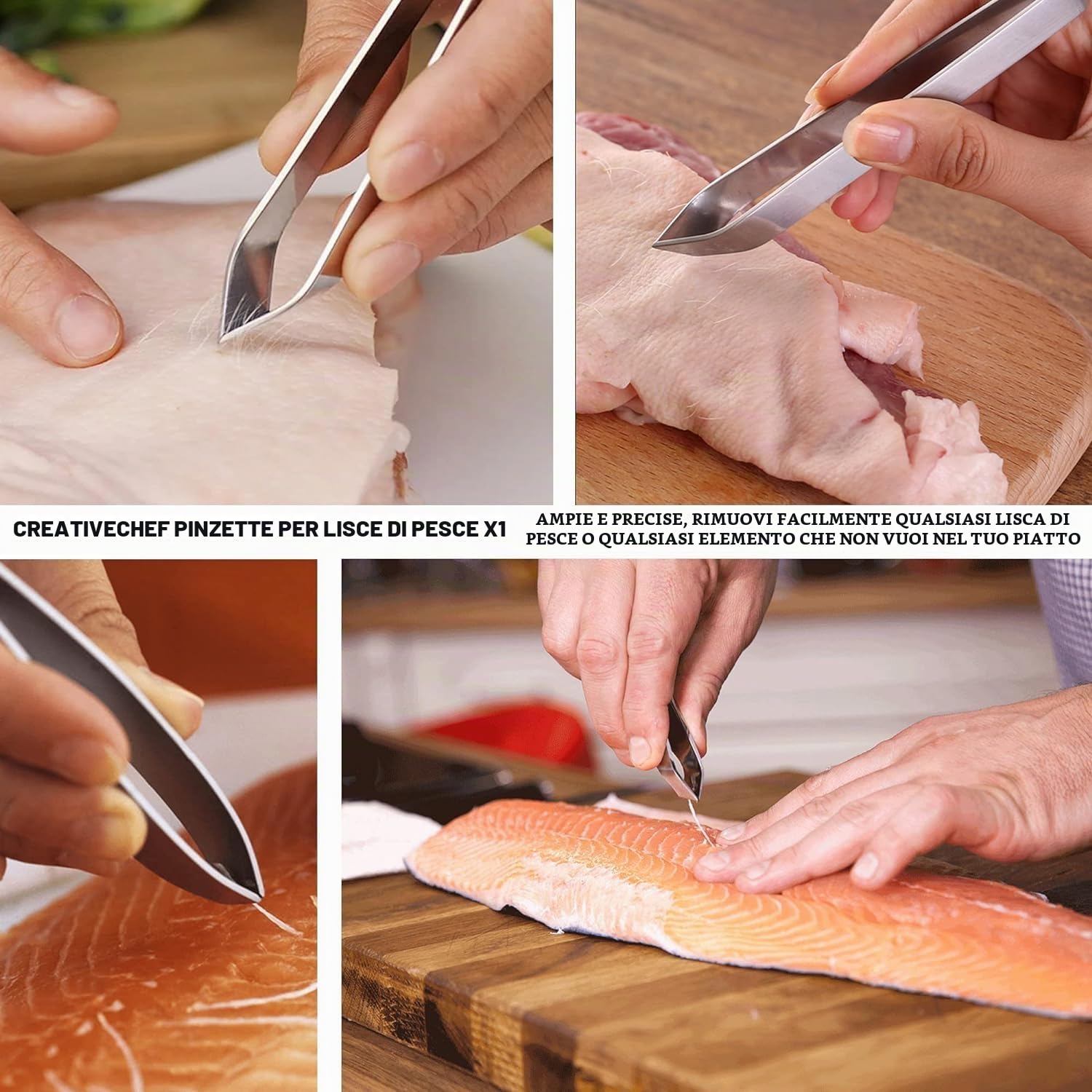 CREATIVECHEF Set di 5 pinze da cucina, utensili per placcatura, kit culinario, pinze di precisione, kit di placcatura speciale per decorare il cibo, robustezza, acciaio inossidabile, segreto da cucina
