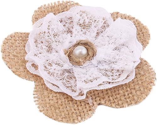 Miniatura 8 de DECORA 12 rosas de arpillera hechas a mano para decoración de bodas, manualidades