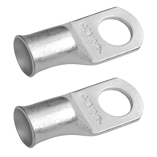 Miniatura 201 de SELTERM - Terminal en anillo de grado marino UL 2/0 AWG 3/8 pulgadas (25 uds) para batería, terminal tubular de cable eléctrico, conector calibre
