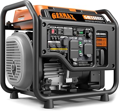 GENMAX GM3500Xi Open Frame RV Ready Inverter Generator-3500 Peak Watts-Gas Powered,Quiet Technology, EPA Compliant