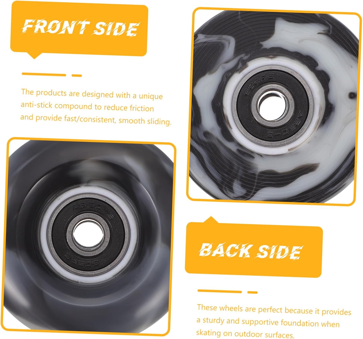 Toyvian Roller Skates Wheels 4pcs High Elastic Pu Dual-color Non-light Inline Skating Wheels with Bearings for Outdoor and Indoor Use Random Color