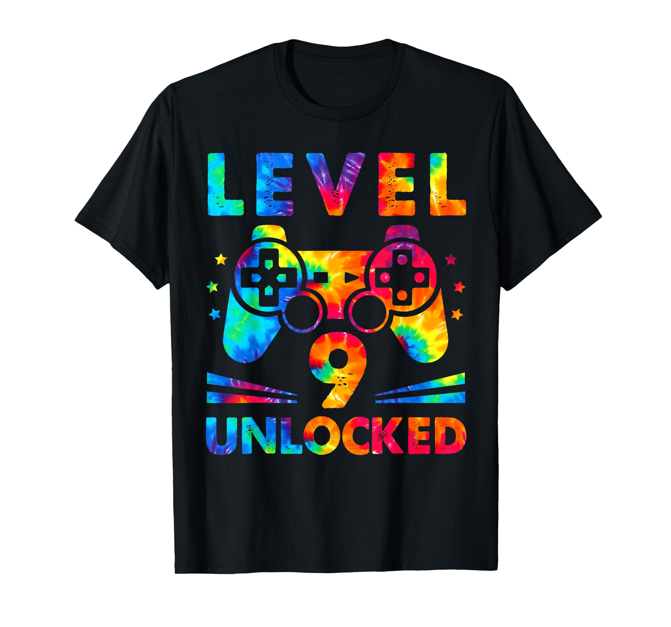 9 Year Old 9th Birthday Gamer Tie Dye Boys Level T-Shirt