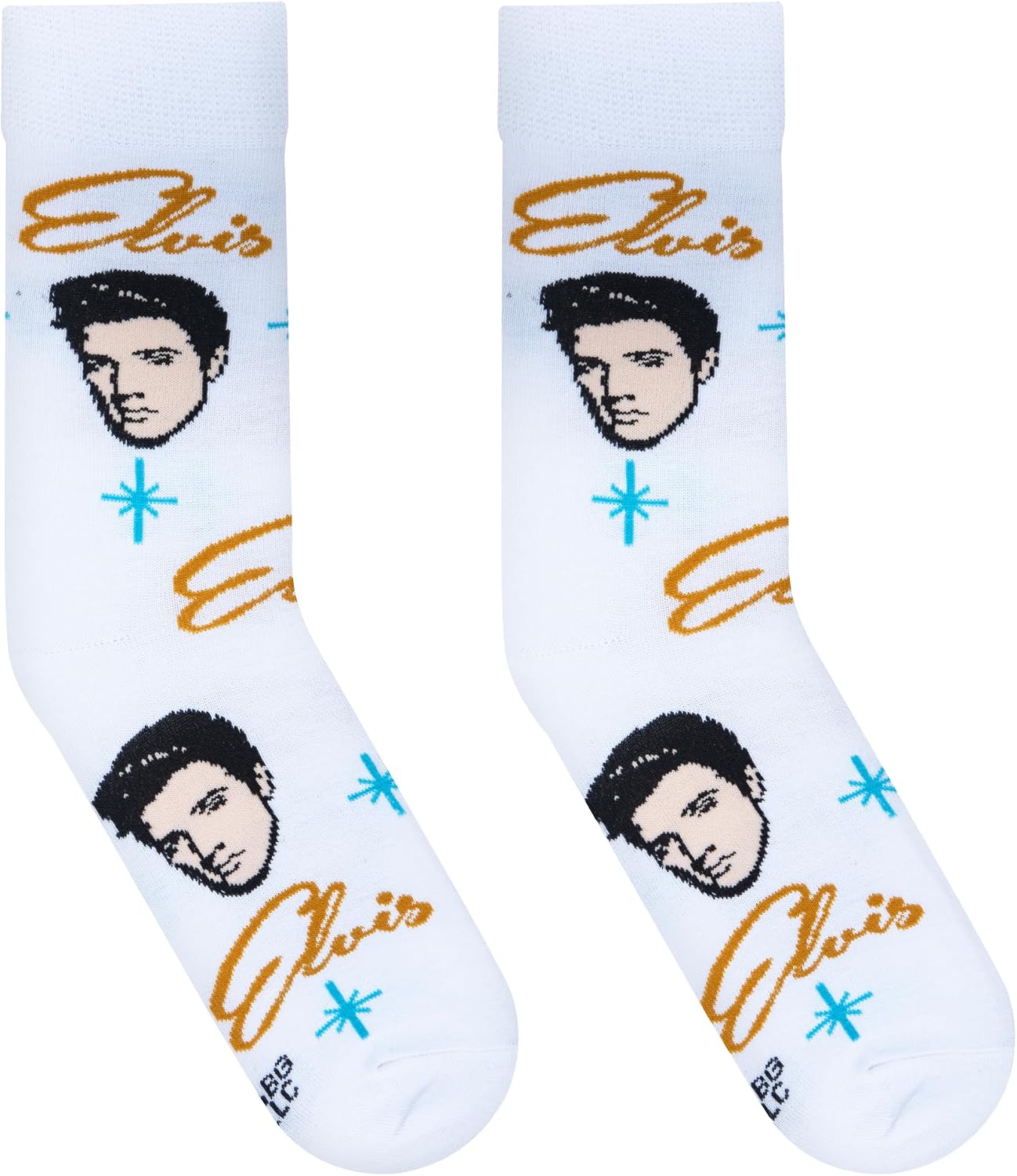 Crazy Socks – Elvis Presley Retro 1950s Rock & Roll Design – Novelty Crew Sock – Large – Fun Music-Themed Gift for Men & Women