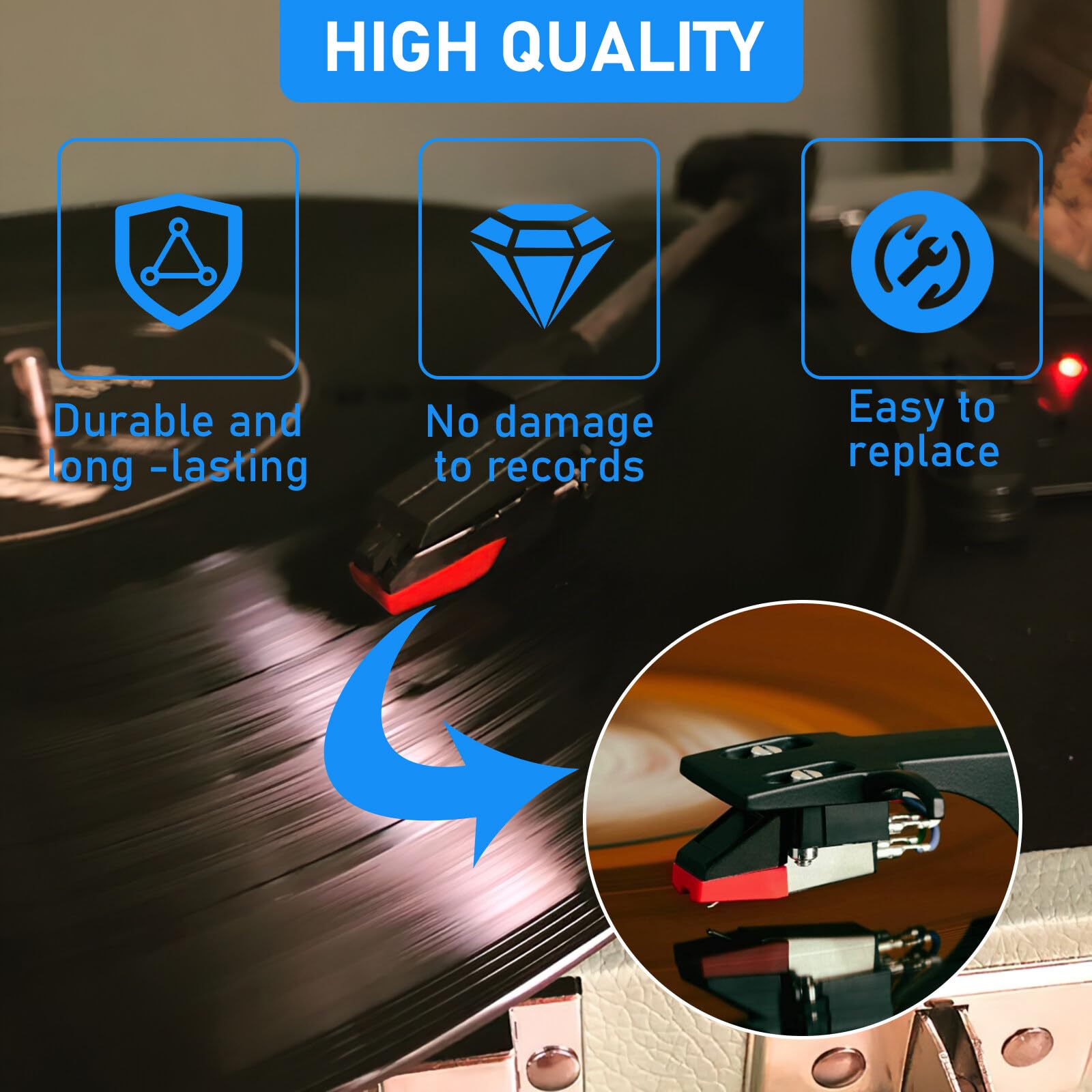 2 Pack Universal Record Player Cartridge, Replacement Vinyl Turntable Cartridge With Needle Stylus For Vintage Lp For Record Player Phono Phonograph 2849617043397