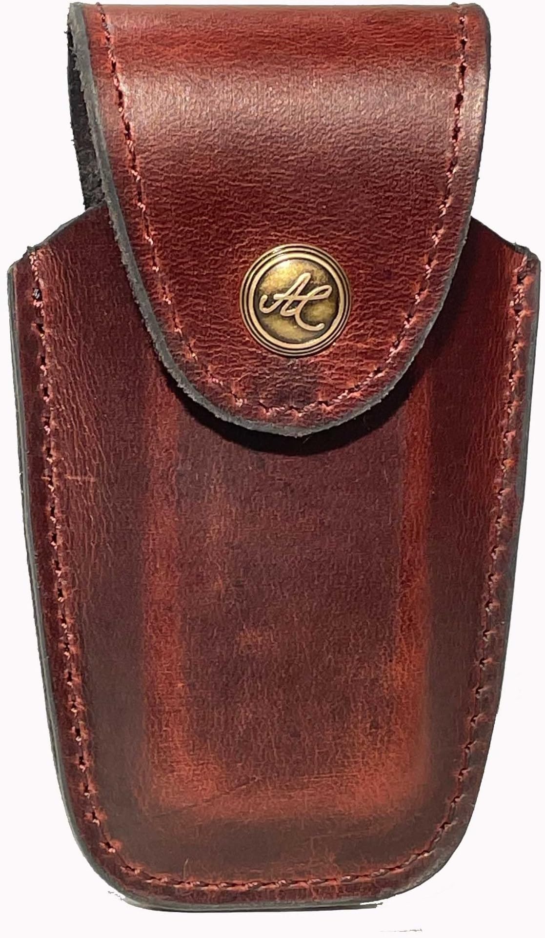 Alston Craig Personalised Genuine Leather Case/Pouch/Sheath/Holder [Compatible With Victorinox Swiss Army Pen Knife ([(5-8 layers) Huntsman, Swiss Champ, Hiker, Climber] with Belt Loop - Brown