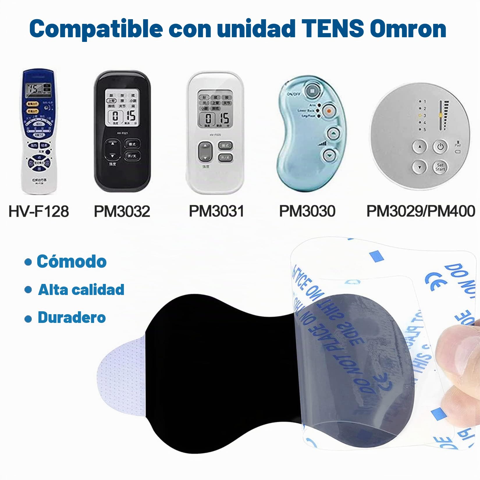 Paquete de 10 almohadillas de repuesto duraderas compatibles con Omron Tens Unit, 5 pares de almohadillas de repuesto para electroterapia