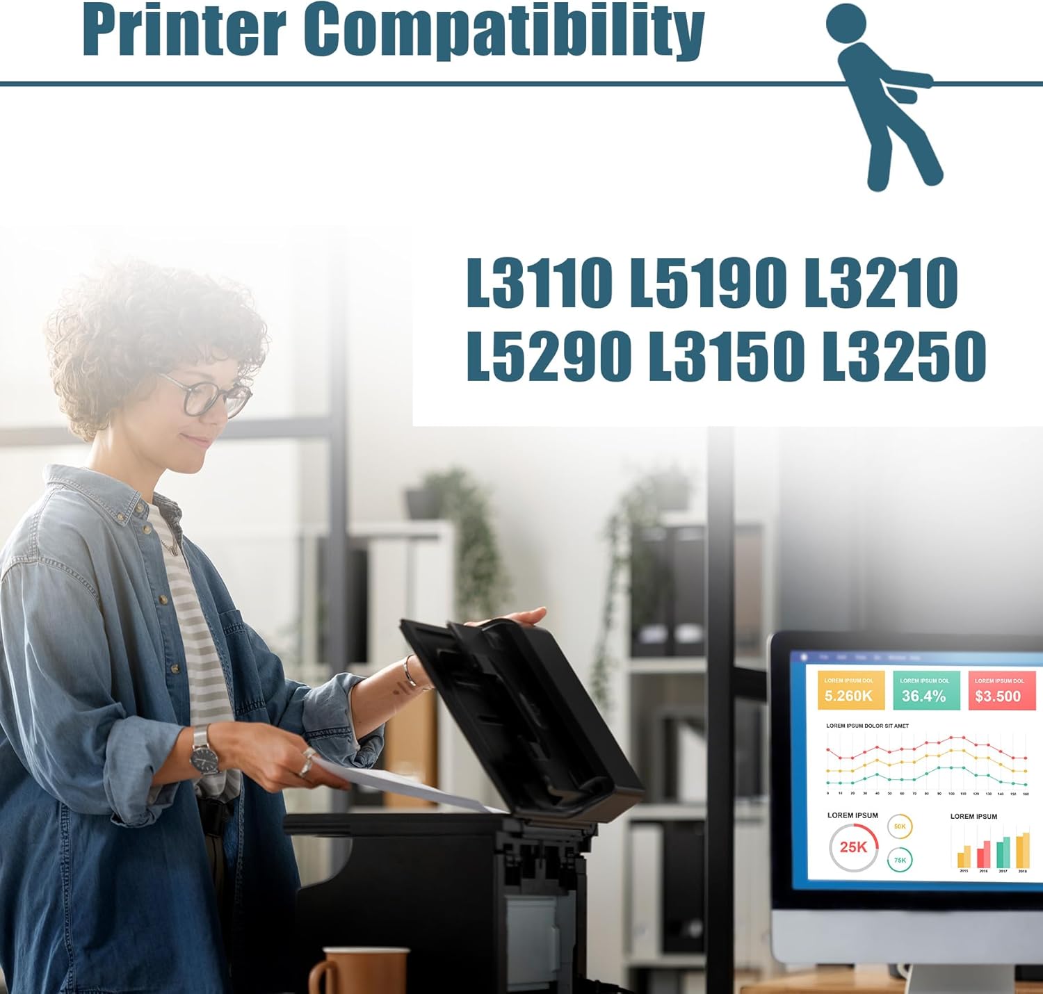 T544 Ink Refill Bottles Replacement Compatible for T544120 T544220 T544320 T544420 Ink Work for L1210 L1250 L3110 L3150 L3160 L3210 L3250 L3251 L3260 L5290 L5590 (4 Pack Tinta Para Impresora 544)