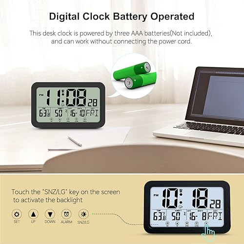 Miniatura 3 de Reloj de pared digital reloj digital funciona con pilas relojes con pantalla grande reloj despertador con luz de fondo reloj de escritorio de 8
