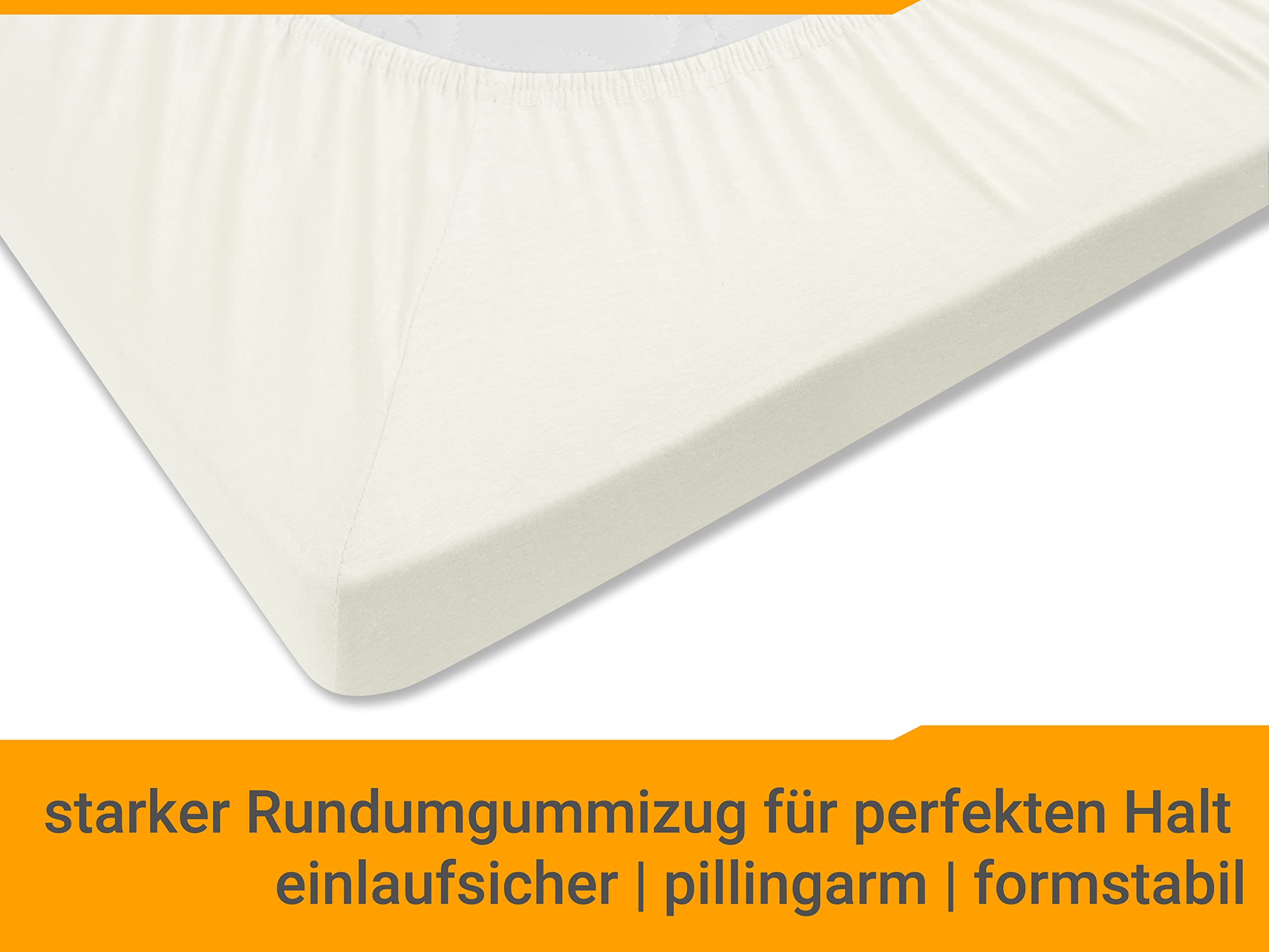 npluseins Prześcieradło z gumką na materac – prześcieradło z gumką ze 100% bawełny 1544.2231, ok. 90-100 x 200 cm, naturalne