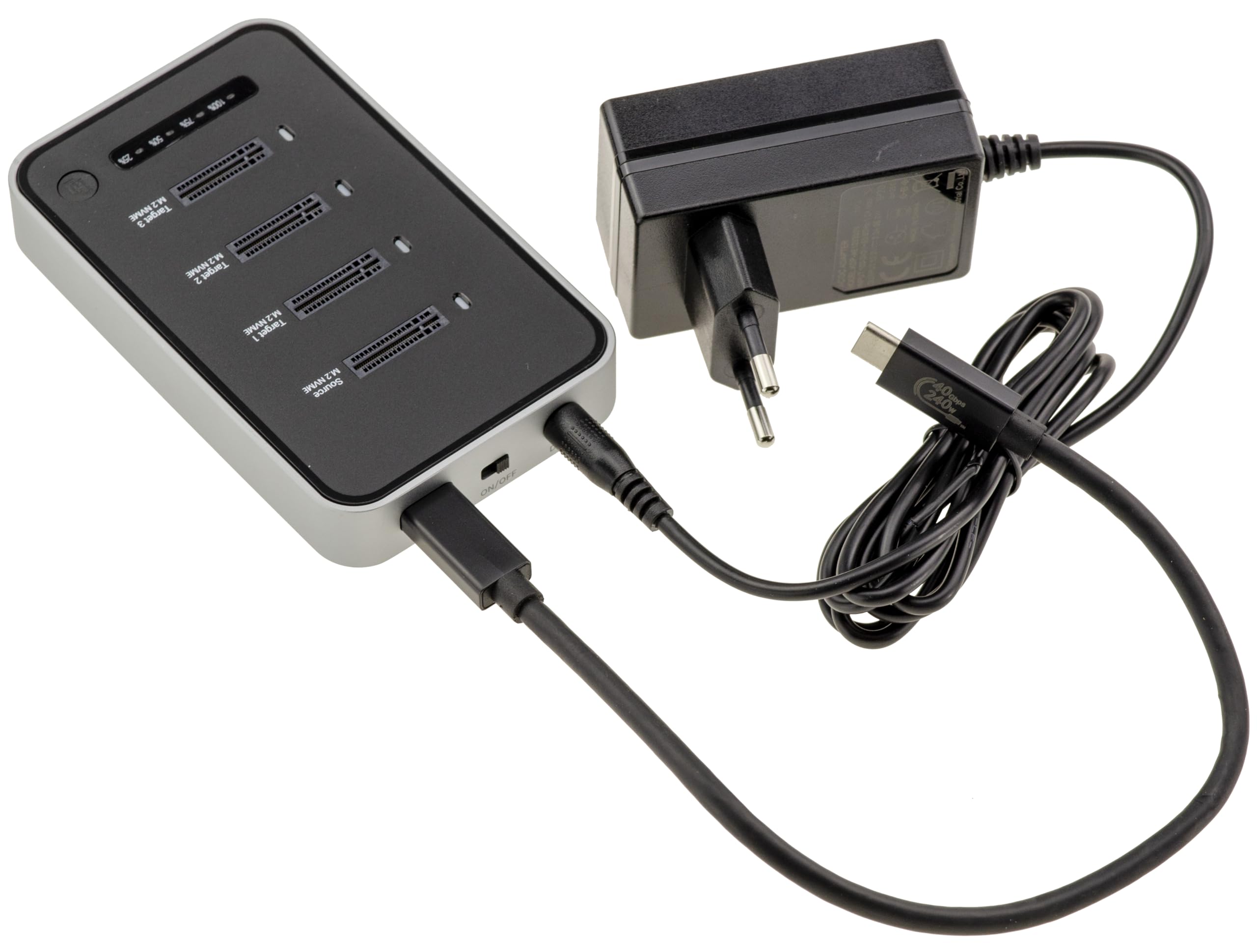 KALEA-INFORMATIQUE Thunderbolt-Dock mit 40 Gbit/s für 4 M.2 NVMe PCIe, eigenständige Klonstation für 1 auf 3 SSDs, USB4-kompatibel, gleichzeitiger Zugriff auf alle 4 SSDs
