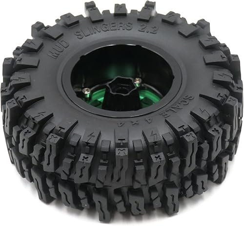 Miniatura 6 de 4 neumáticos RC 2.2 Mud Slingers Super Grip Crawler Neumáticos Altura 4.882in4.88 pulgadas y aleación de aluminio 2.2 Beadlock Llantas hexagonales
