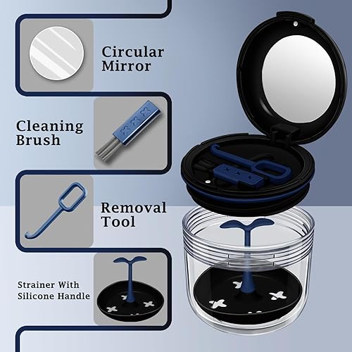 Miniatura 4 de Estuche de dentadura postiza, baño de prótesis absolutamente a prueba de fugas, práctico estuche de dentadura con colador para dentaduras,