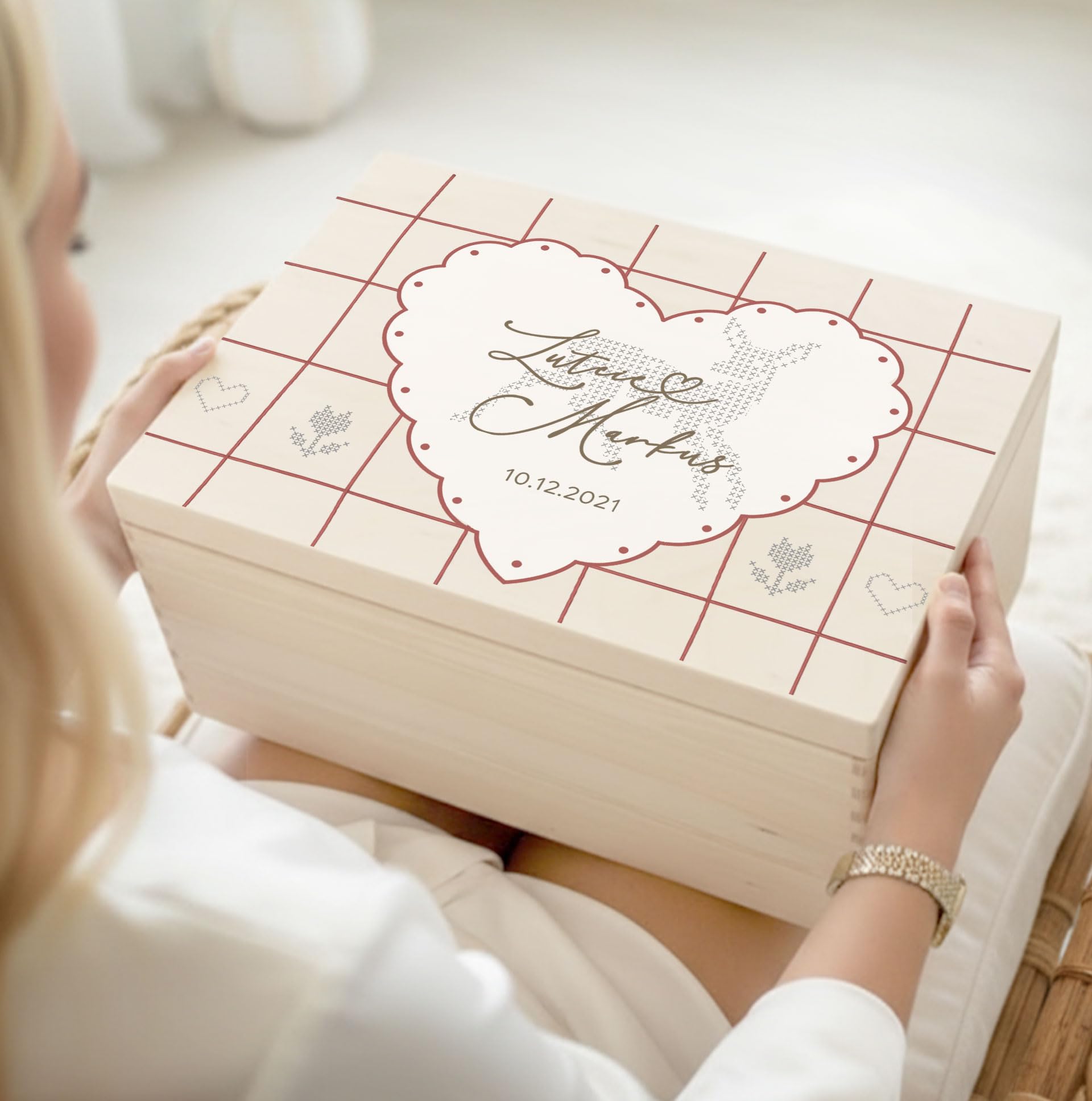 Little Deco Erinnerungskiste, Holzkiste mit Deckel, Geldgeschenk Hochzeit, Geschenkbox Liebe, Liebesgeschenk, Schatzkiste, Hochzeitsgeschenk für Brautpaar, Aufbewahrungsbox XHL1196-04