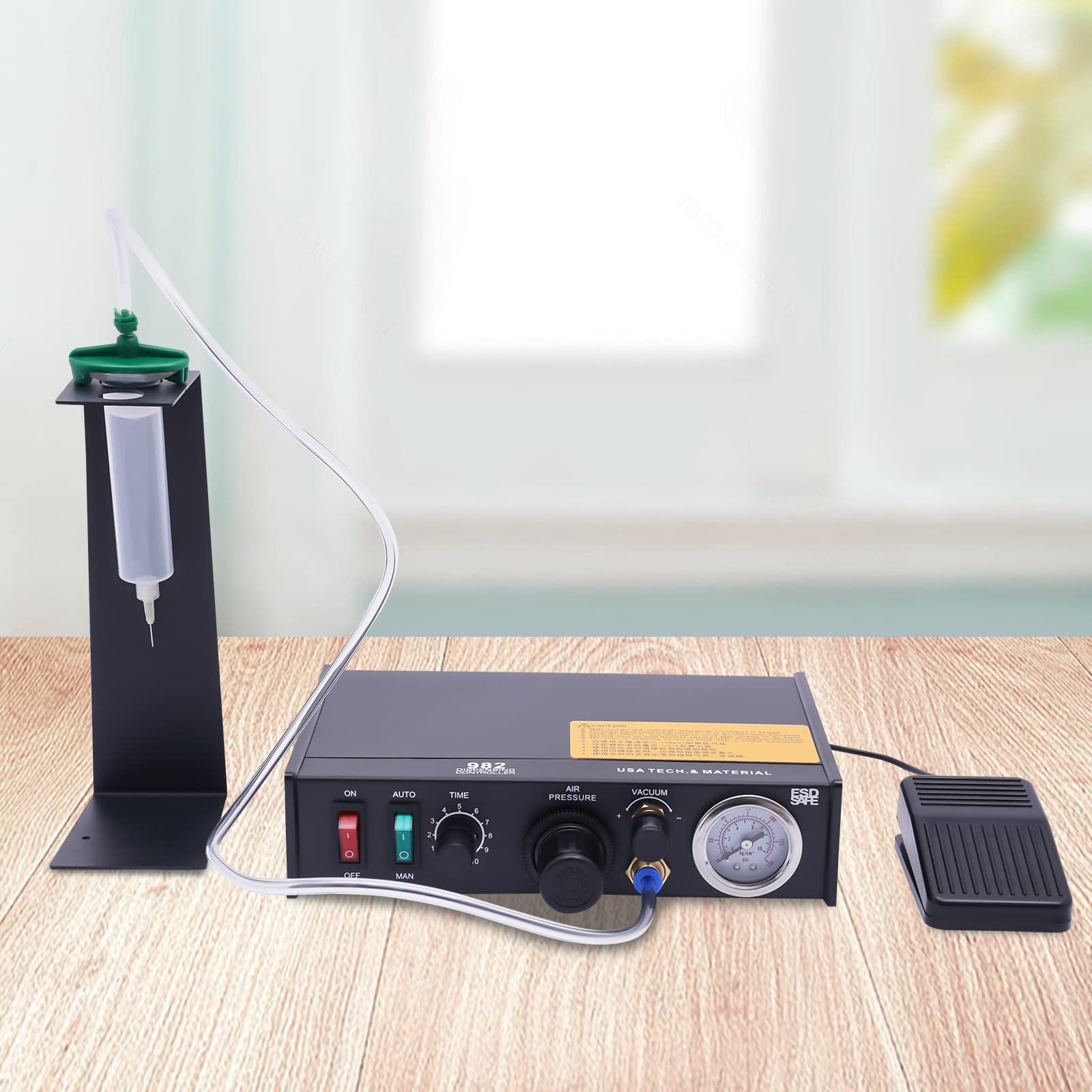 Dispensador de pegamento semiautomático dispensador neumático controlador semiautomático adhesivo máquina con medidor de presión de aire máquina de pegamento de precisión para pegamentos, resina epoxi