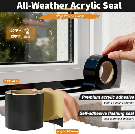 Flashing Tape for Windows and Doors, 3.75 in x 30 ft, 1 Roll, UV Resistant