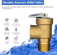 Vista 2 de VAV Válvula de alivio de presión, rosca hembra NPT de 3/4", 150 PSI, cobre sin plomo, compatible con calentador de agua, CSA LISTED