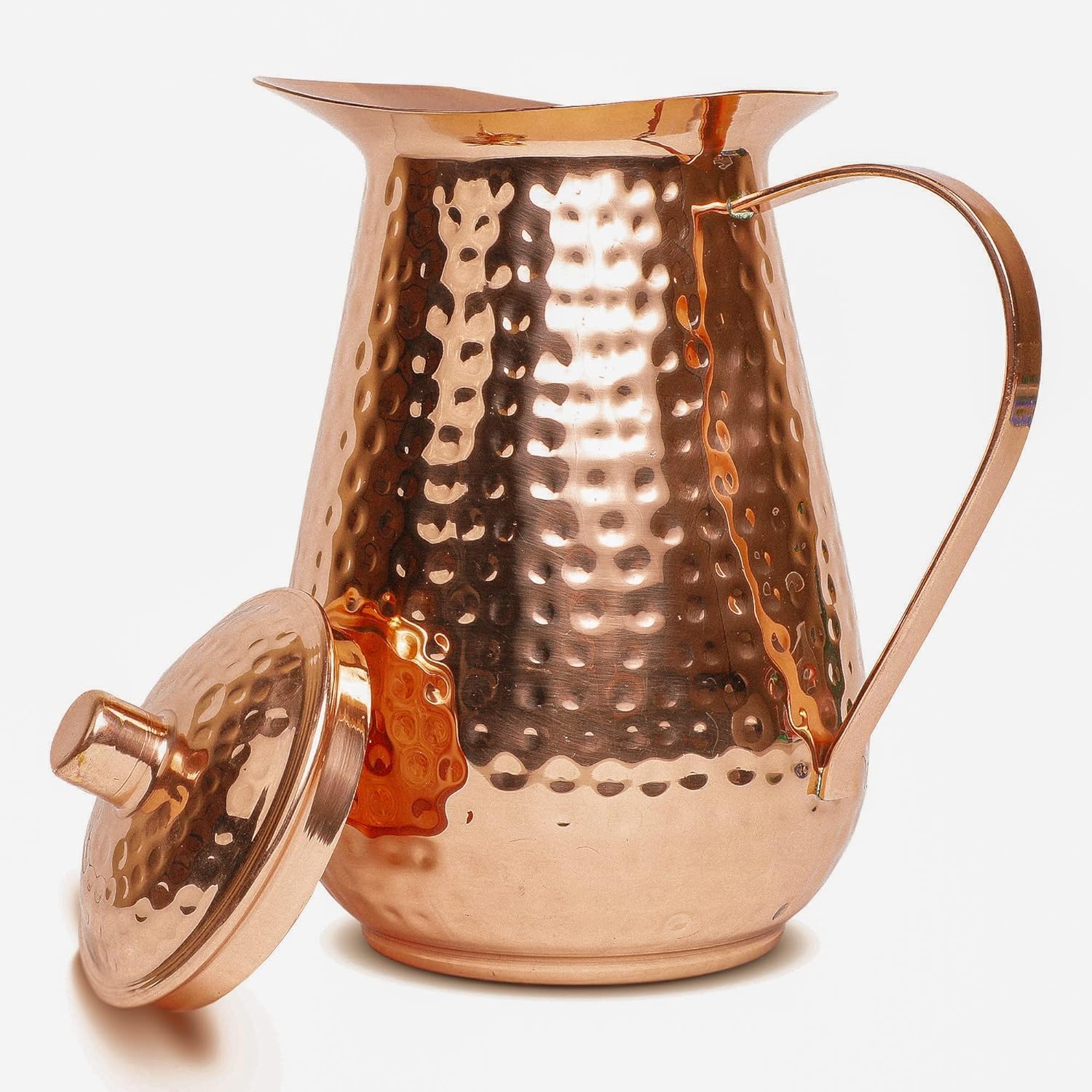 Artisan's Anvil Copper Pitcher w/Copper Handle and Lid, Pure 100