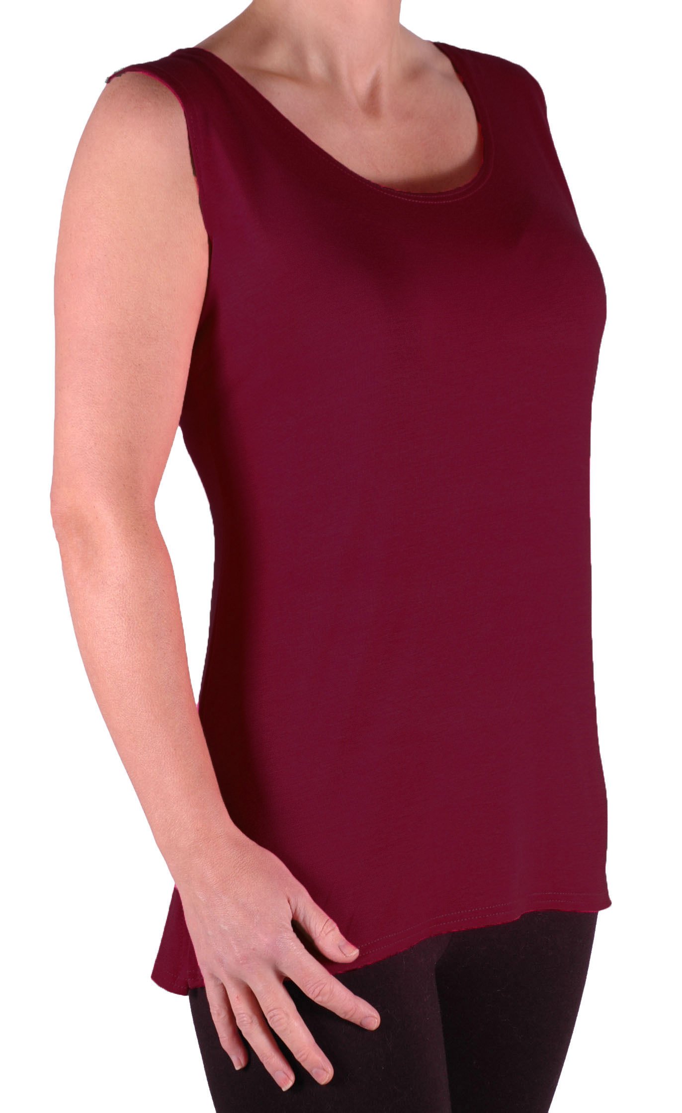 EyeCatch TM - Virginia Womens Cami Top Ladies Plus Size Long Camisole Vest Wine Size 28/30
