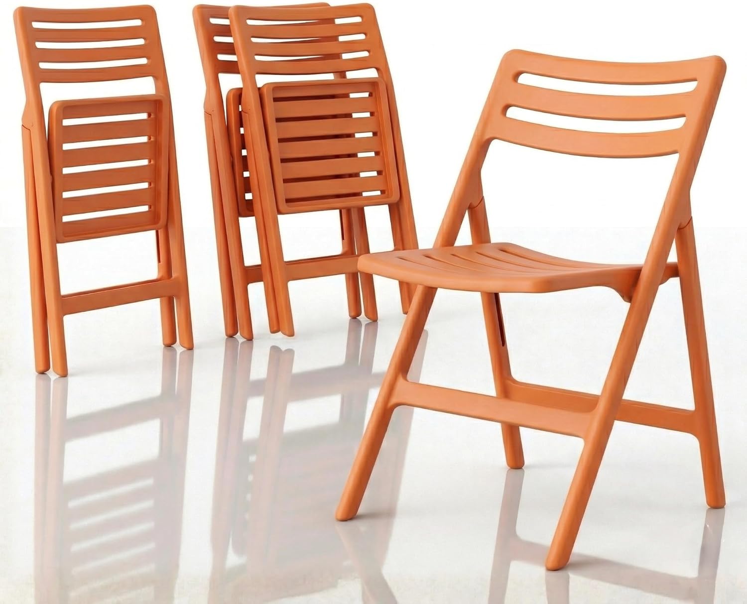 485 lbs Heavy Duty Fiberglass Reinforced Folding Chairs (2-Pack, Orange) - Indoor Outdoor Bistro Set for Patio Balcony Terrace & Small Dining Area