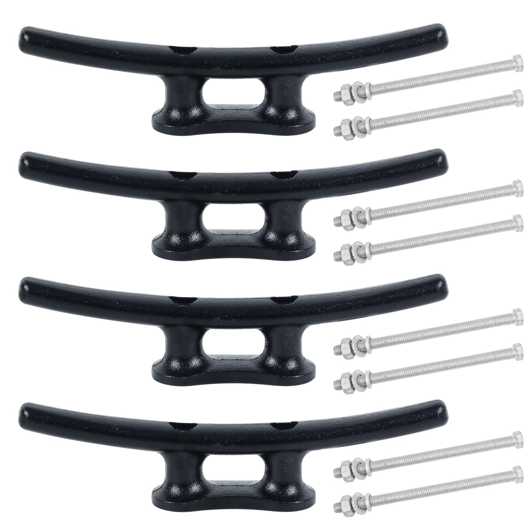 Knagi do łodzi 25 cm (4 sztuki) – powlekane elektroforetycznie korki do łodzi czarne, knagi linowe, knagi z kotwicą, knagi dokujące ze sprzętem, idealne do doków łodzi, pomostów do wiązania łodzi