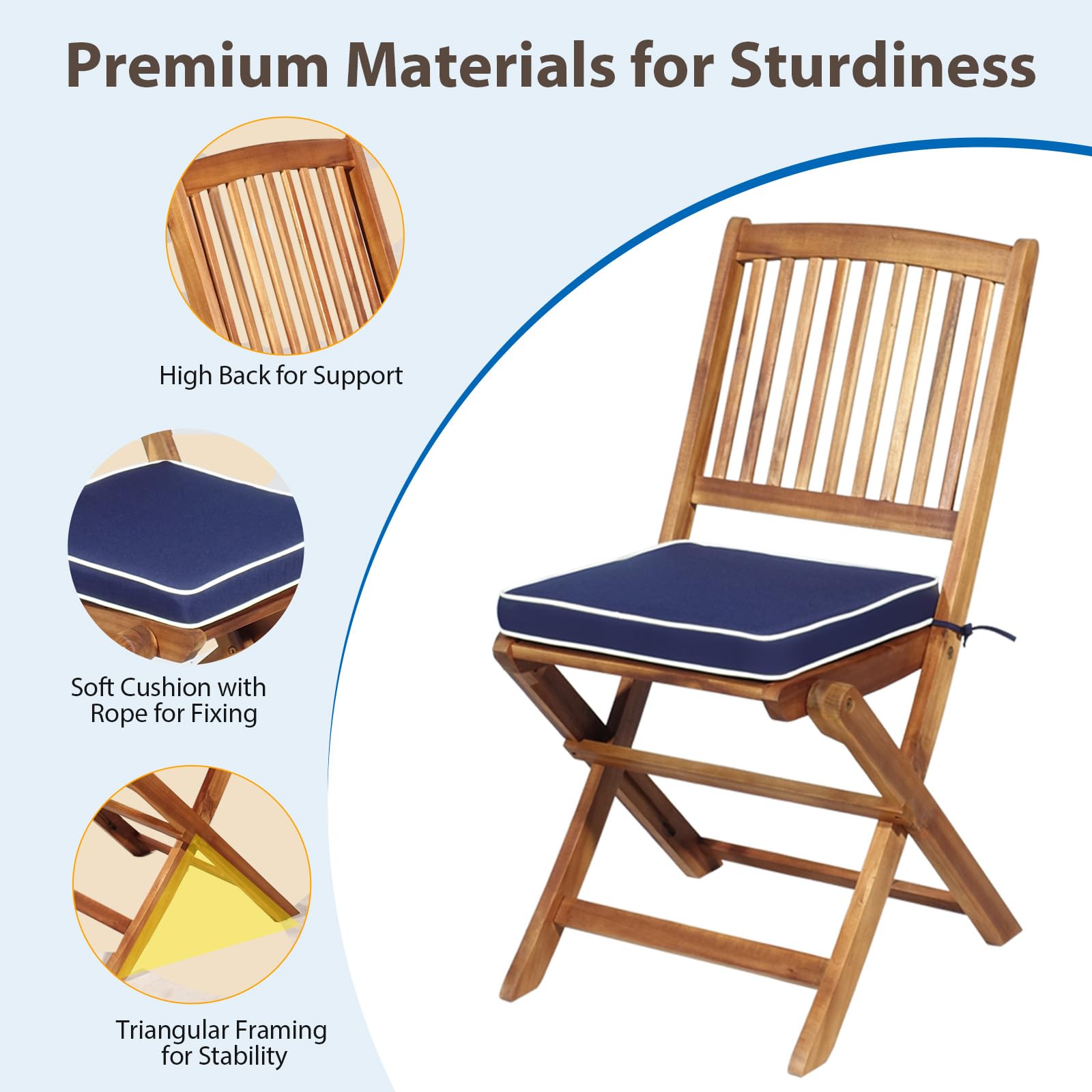GOPLUS Bistroset, 3-delig, 60 cm, bistrotafel met 2 stoelen, stapelbaar, balkonmeubel, incl. glazen tafel en bistrostoelen, tuinmeubelen, balkonset, zitgroep, outdoor, voor tuin, balkon