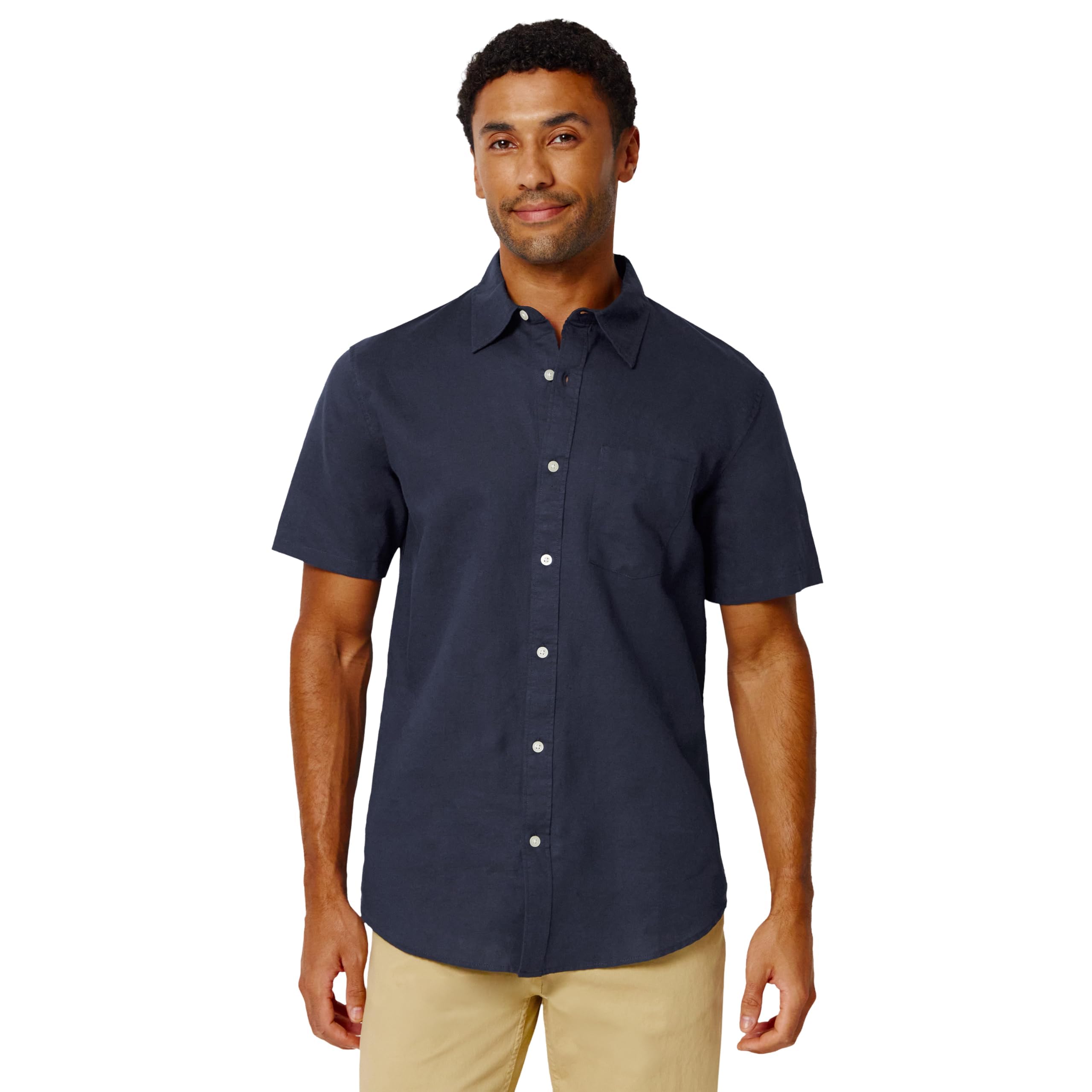 Men's Regular Fit Short Sleeve Linen Shirt