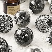 Vista 4 de Juego de adornos de Navidad transparentes de 2.36 pulgadas, 30 piezas inastillables decorativas colgantes con relleno delicado, bolas de árbol