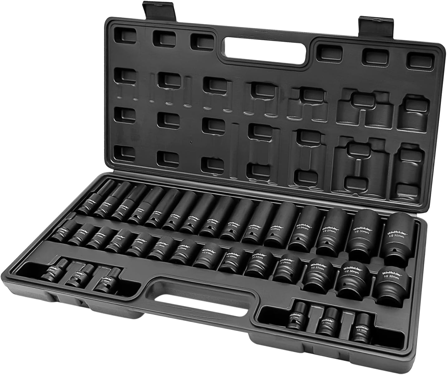 WinHolder 35Peices 6 Point Deep Impact Socket Set 1/2 Inch Metric 8mm ...