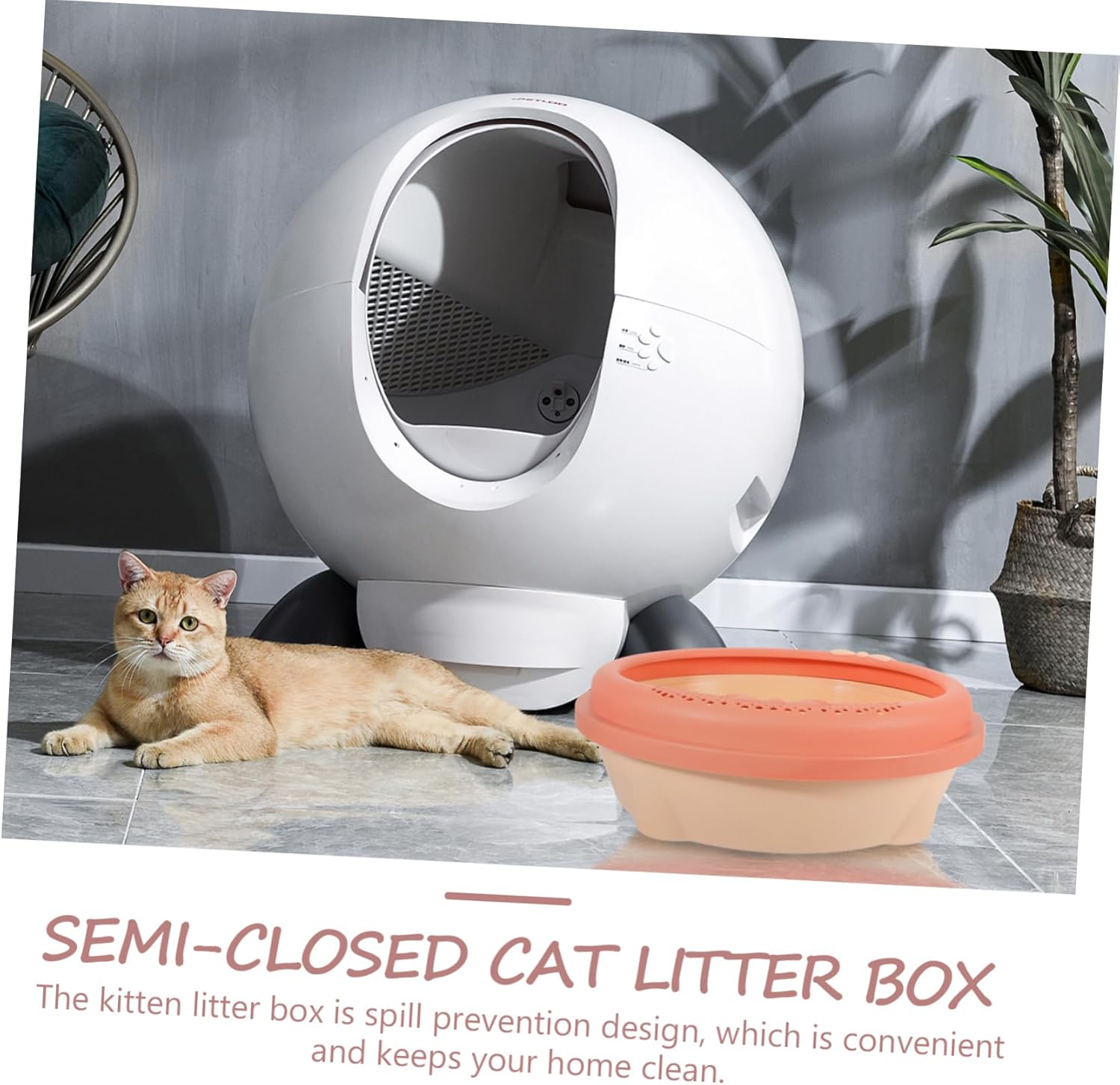 Kisangel 1set Semi-Enclosed Cat Litter Box Scoop Portable Toilet Pan for Cats Travel-Friendly Design Easy to and Comfortable Entry for Pets