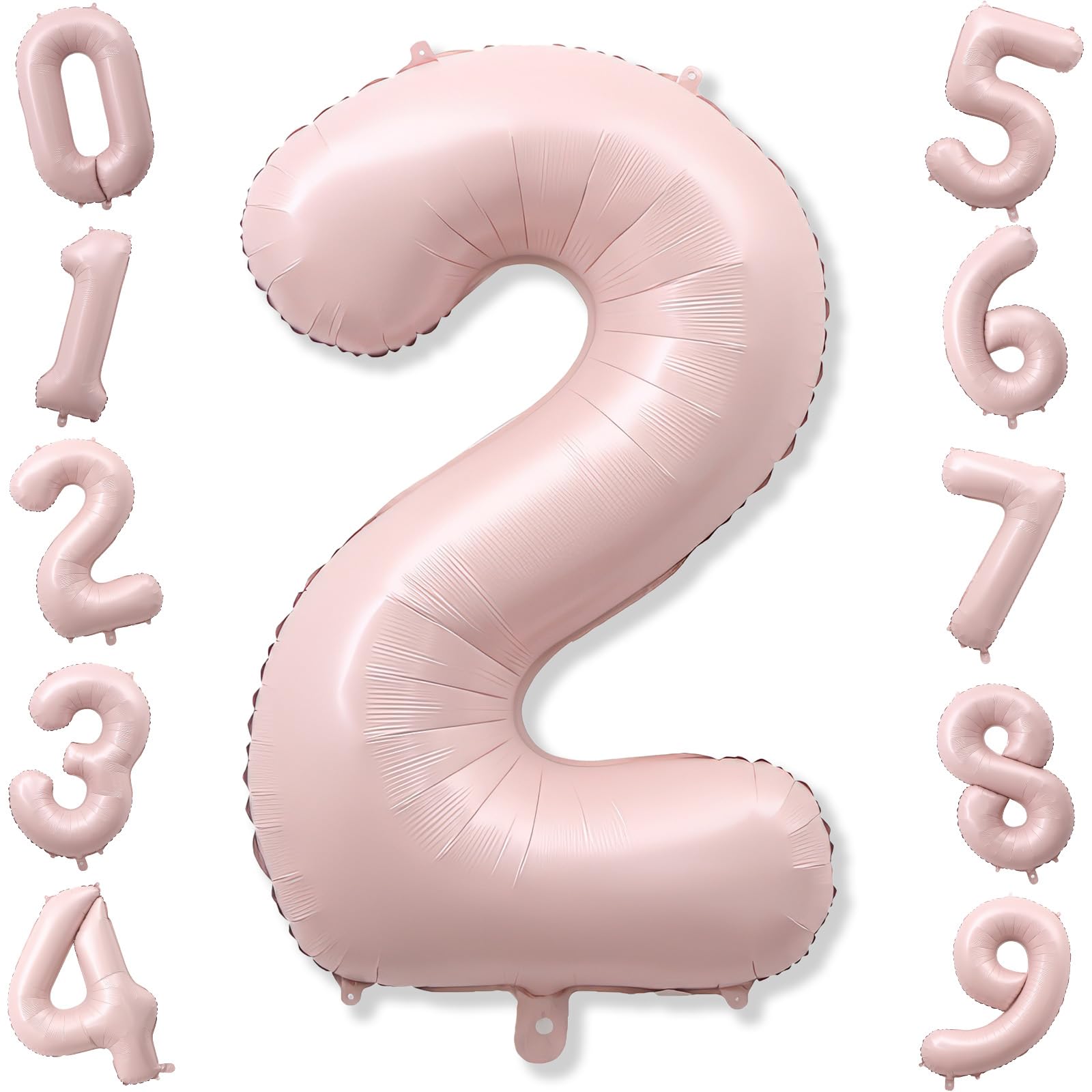Pink 40 Inch Balloon Number 2, Large Dusty Retro Pastel Pink Foil Number 2 Balloons Set 0-9 for Girls, Digital 2 Helium Balloon for Boho Baby Shower Anniversary 2nd Coquette Birthday Party Decorations