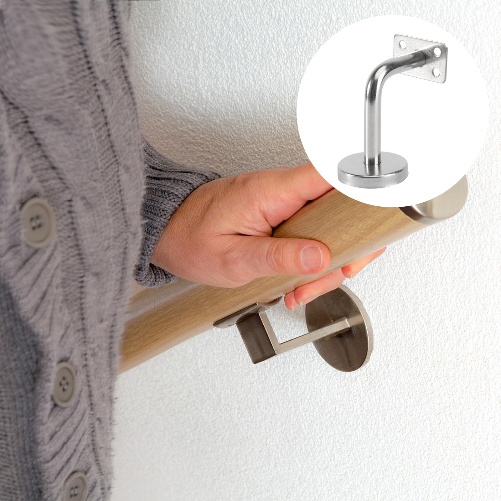 Doitool Lot de 5 supports de rampe d'escalier en acier inoxydable pour rampe murale 6 x 8 x 5 cm