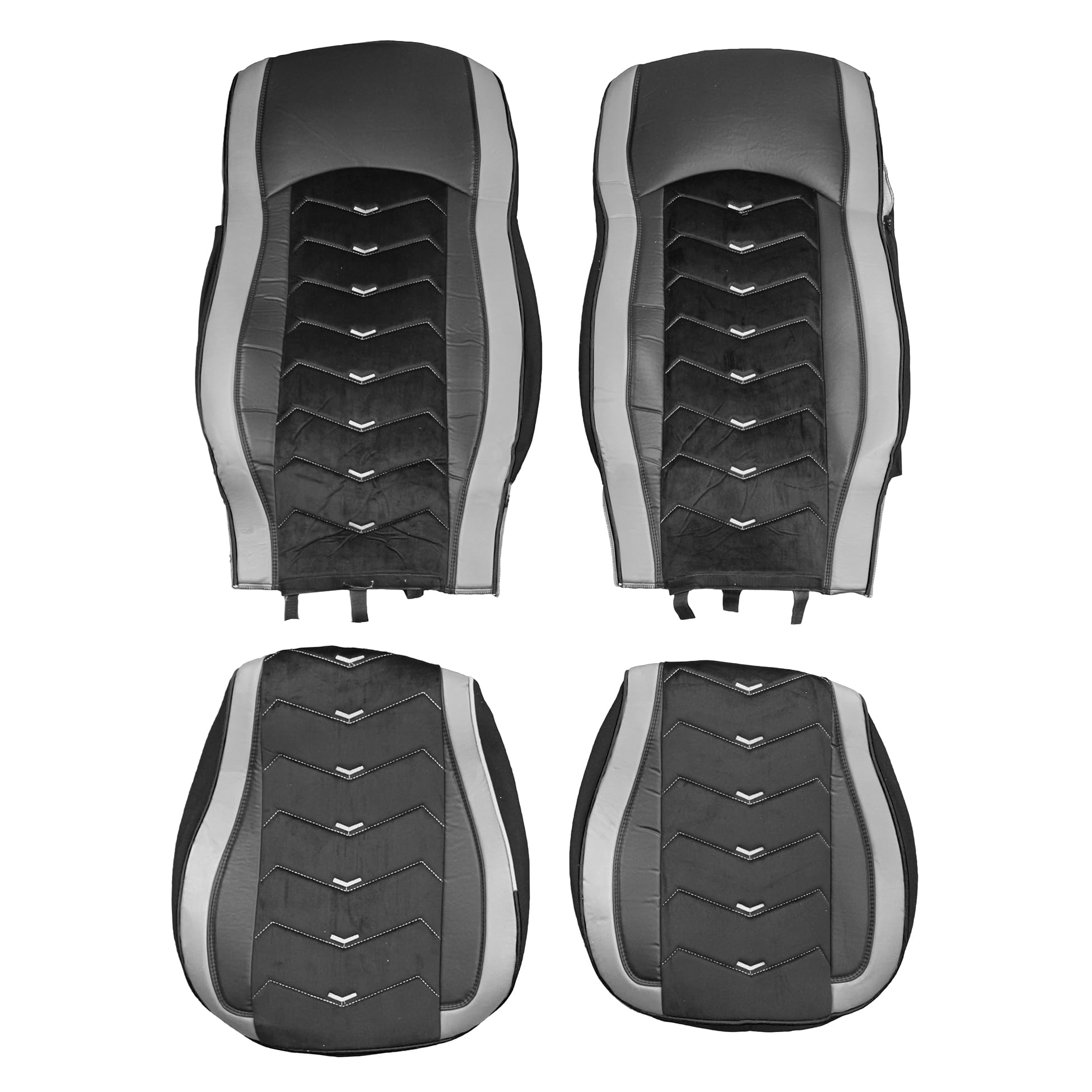 Generisch Fundas de Asiento Compatibles con DAF XF 106 y DAF CF Euro 6 Camiones 1+1, Forro de Cuero/Alcantara, Fundas Protectoras Negras con Gris