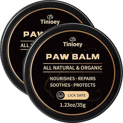 Tinioey All-Natural Lick Safe Dog Paw Balm for Dogs & Cats | 2 Pack Dog Paw Pad Balm Paw Protector, Moisturizer & Soother for Dry Cracked Paws & Noses | Snout Soother for Dogs (1.23oz*2)