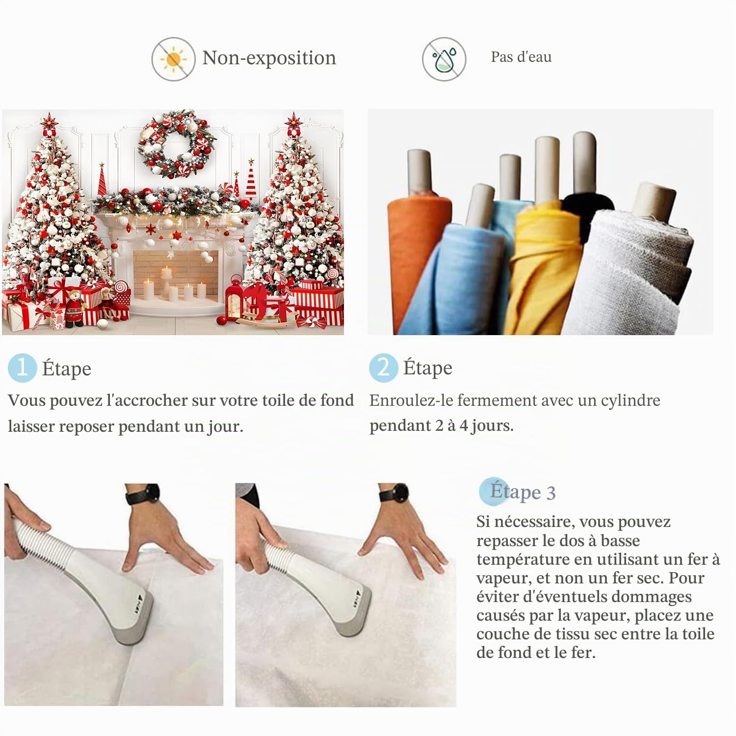 3x2.4m Toile de Fond Noël Photo de Noël Cheminée Blanc Rouge Arbre de Noël Fond Photographique Famille Enfants Hiver Vacances Noël Nouvel an Décorations Fête Bannière Photo Booth Props