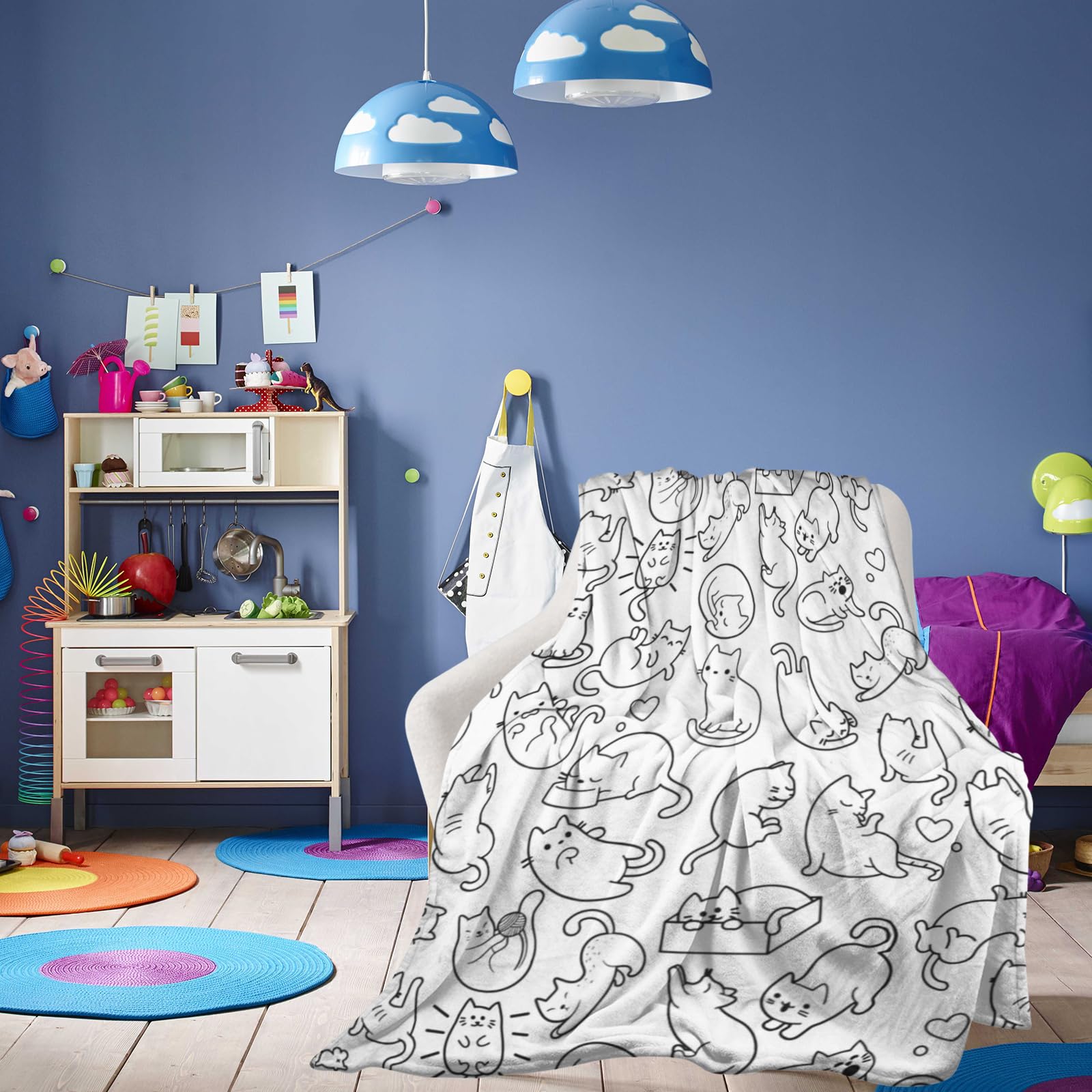 Newhomestyle Cute Cats Print Throw Blanket for Cat & Cat Lovers, Warm Anti-pilling Bed Fleece Blanket - Image 4