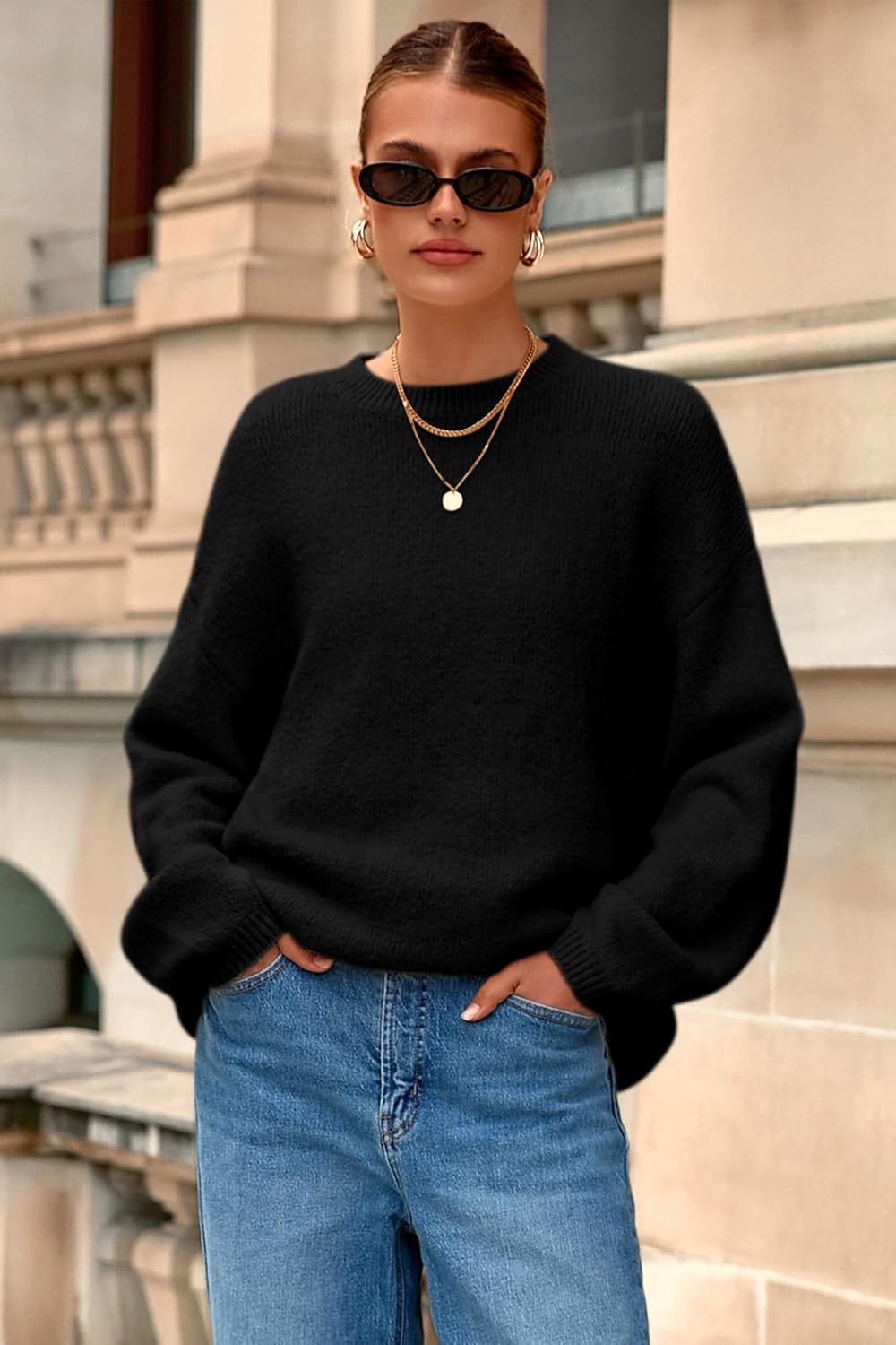 MASCOMODA Long Sleeve Crewneck Pullover Oversized Sweaters for Women Fall 2026 Casual Loose Fuzzy Chunky Knitted Jumper Tops - Image 2