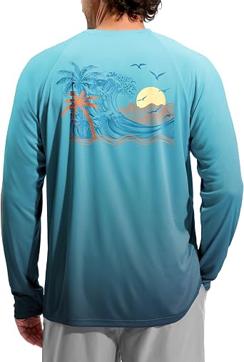 Mens Sun Protection Shirts UPF 50+ Rash Guard for Men Swim Long Sleeve Hiking Fishing Athletic Workout Shirt