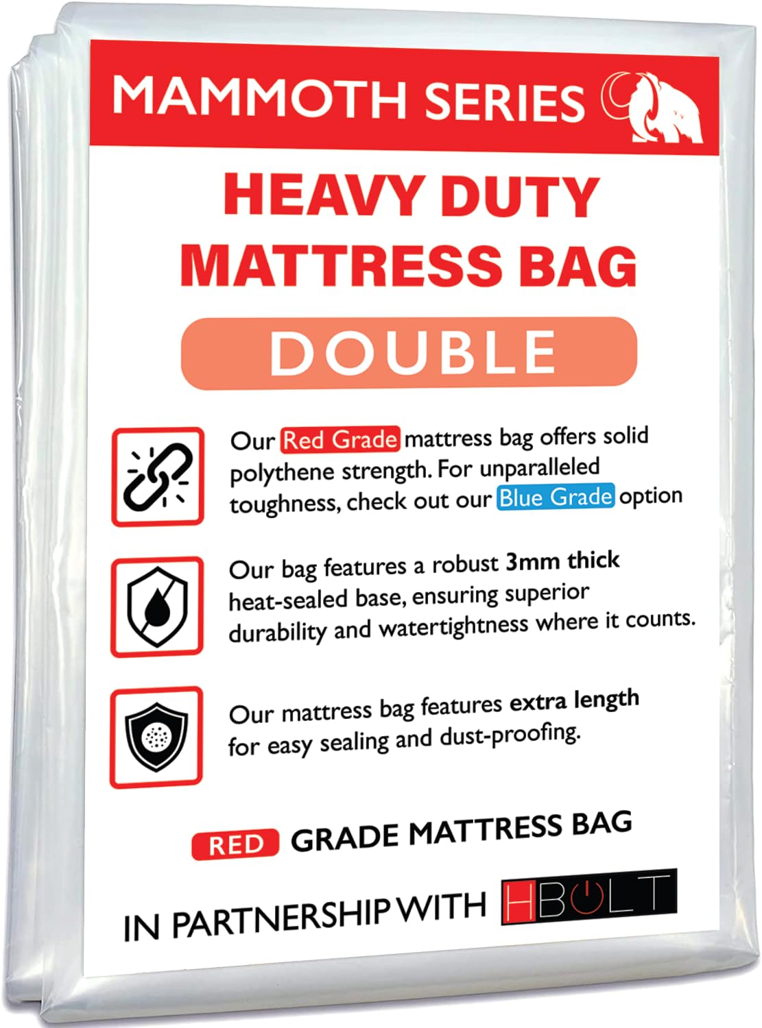 H-Bolt As Image Mammoth Premium Mattress Storage Bag – Robust Protection For Moving & Storing – Shields Against Dust, Stains, And Pests (Double)