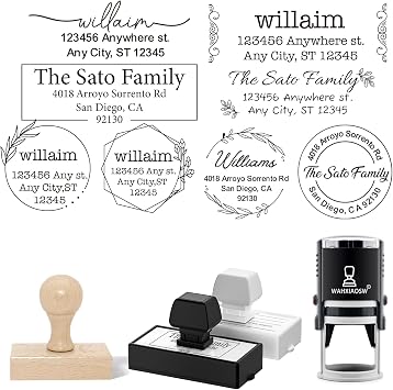 Personalized Self-Inking Return Address Stamp 16 Design Options & 3 Material Choices Wood, Self-Inking, and Pre-Inked Flash Stamps